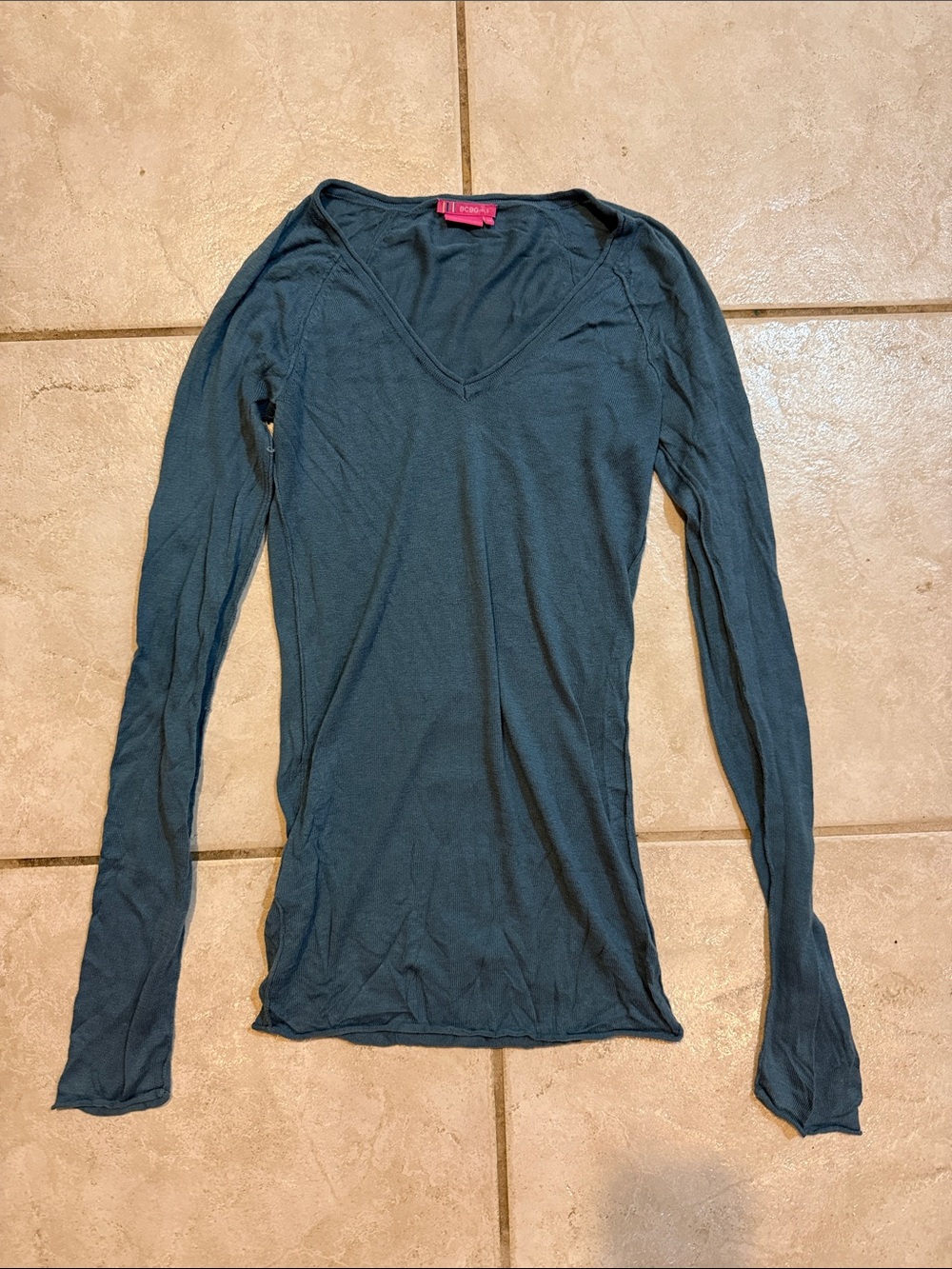 Deep Teal Long-Sleeve V-Neck Top